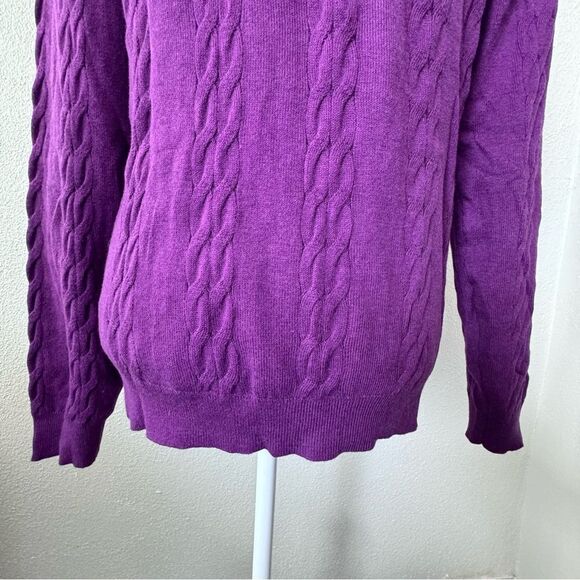 Isaac Mizrahi Live Purple Sweater Cable Knit Gemstone QVC Cardigan Size Small - Picture 6 of 15
